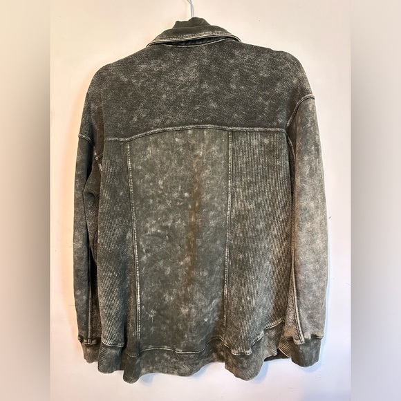 Pilcro Anthropologie Oversized Shacket Shirt Jacket Distressed Green Size XS - Picture 4 of 5